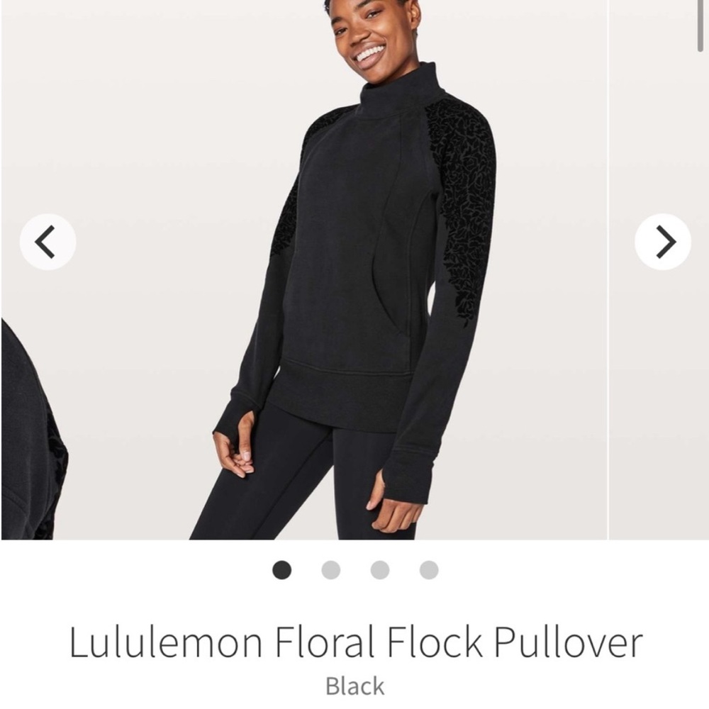Lululemon floral frock pullover sweatshirt scuba size 2 black velvet